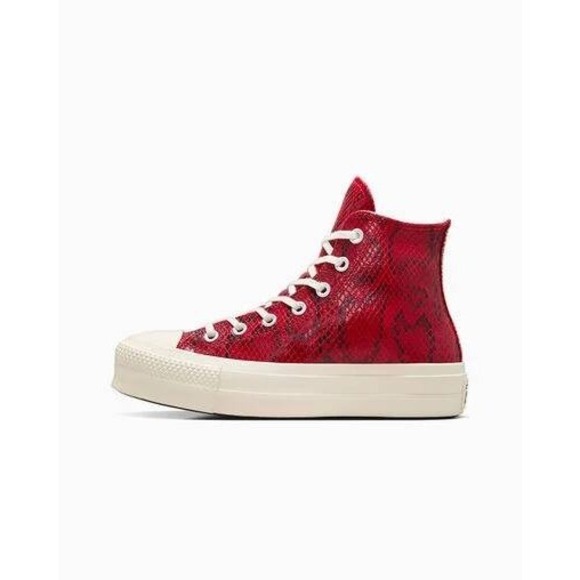 Converse Platform Chuck Taylor All Star Snakeskin High Top Sneakers Red Womens 7 - Picture 6 of 11